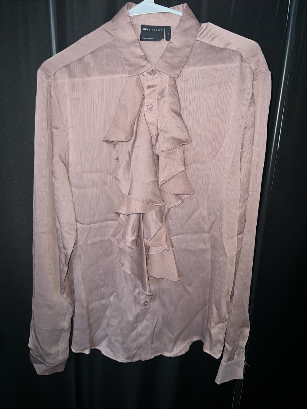 ASOS Blush Pink Ruffle Front Men's Dress Shirt